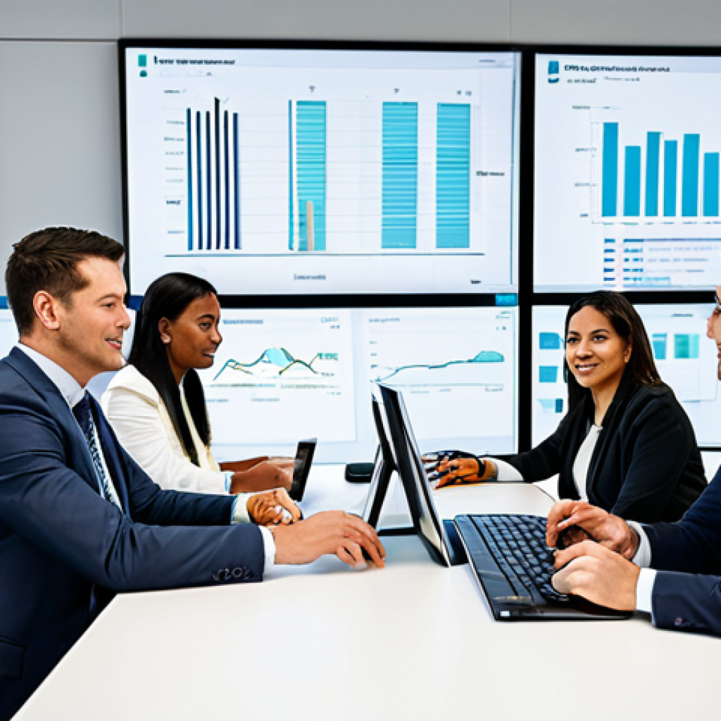 A diverse group of professionals, including men and women of various ethnicities, in a bright, modern open-plan office space. They are engaged in collaborative discussions around a sleek conference table, with large screens displaying financial data and technological schematics in the background, subtly hinting at FinTech and SpaceTech. Everyone is dressed in professional, modest business attire, fully clothed. The scene emphasizes innovation, teamwork, and growth in a globalized environment. Perfect anatomy, correct proportions, natural pose, well-formed hands, proper finger count. Professional photography, high quality, safe for work, appropriate content, family-friendly.