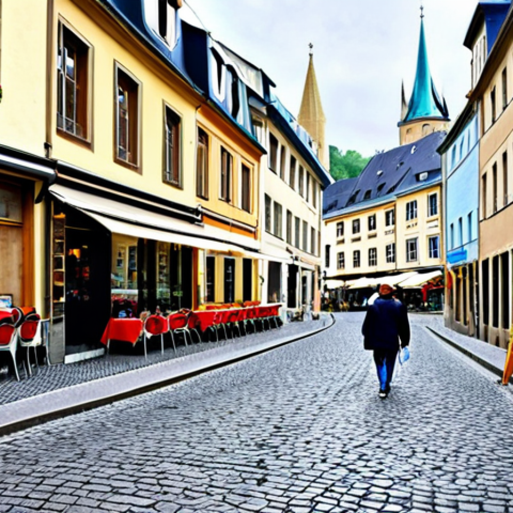 Quaint Luxembourg Neighborhood**
"A charming, cobblestone street scene in the Grund district of Luxembourg City, fully clothed pedestrians strolling past colorful, historic buildings along the Alzette River, modest storefronts with outdoor cafes, appropriate attire, safe for work, perfect anatomy, natural proportions, professional travel photography, high quality."
**