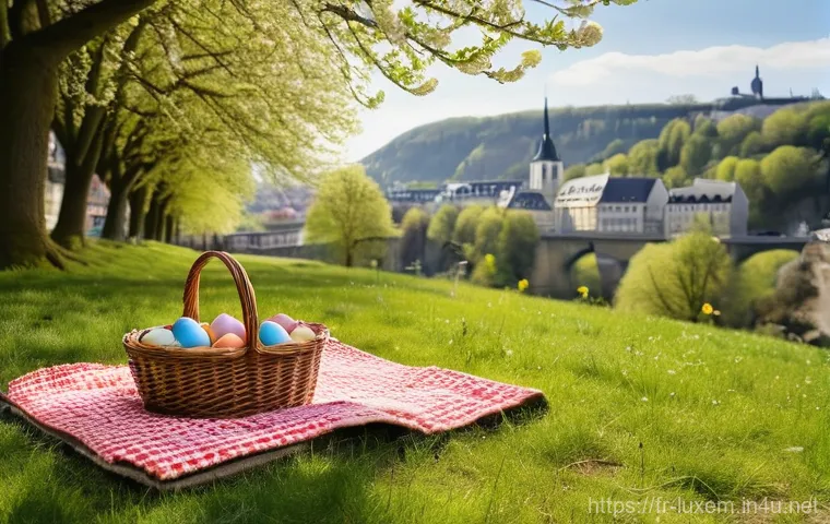 룩셈부르크 기념일 및 공휴일 - **Prompt:** A heartwarming scene in Luxembourg City during early spring. A diverse family, including...
