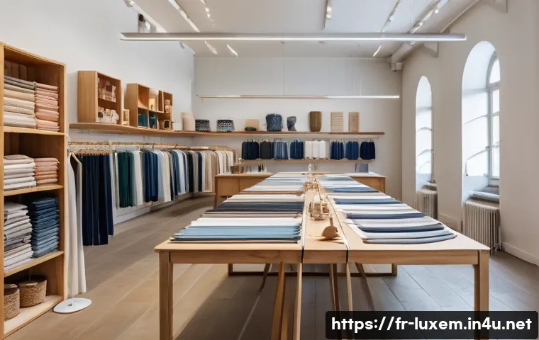 룩셈부르크 패션 트렌드 - A modern Luxembourg fashion atelier scene, showcasing young independent designers experimenting with...