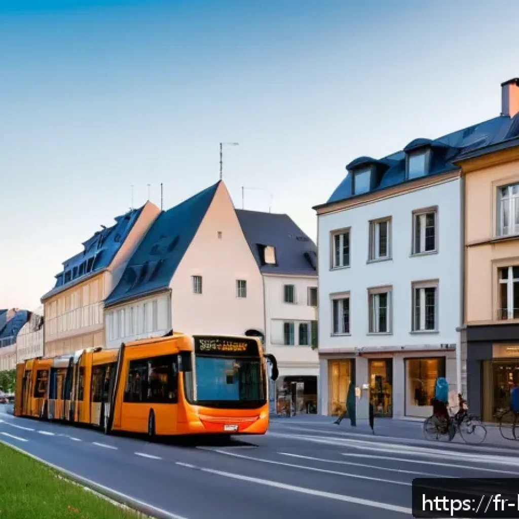 룩셈부르크에서 한국인이 주의할 점 - A modern Luxembourg cityscape scene during early evening, featuring well-maintained residential buil...
