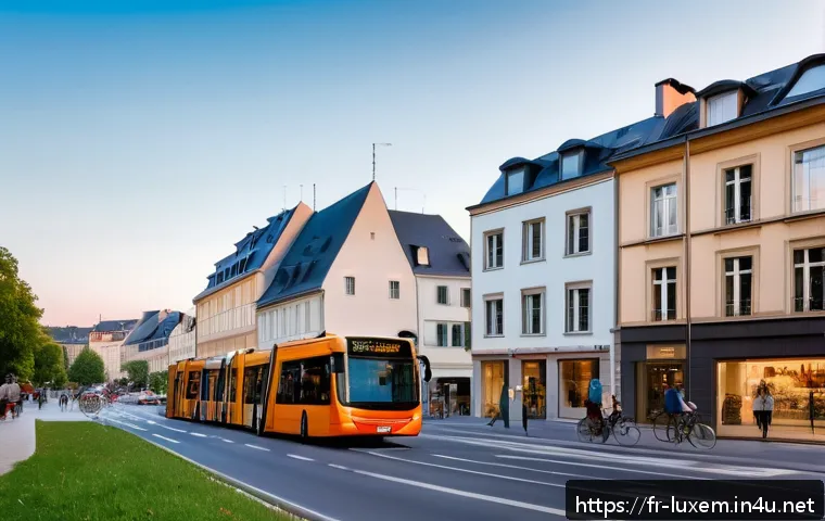 룩셈부르크에서 한국인이 주의할 점 - A modern Luxembourg cityscape scene during early evening, featuring well-maintained residential buil...